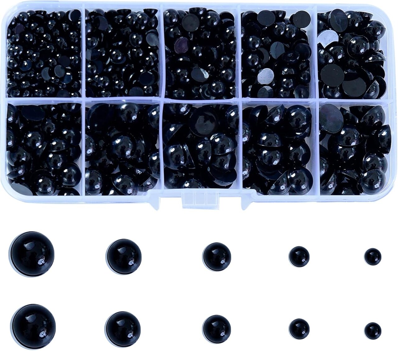 850pcs Round Black Plastic Doll Eyes – Flatback Cabochon Buttons for Stuffed Animals, Amigurumis, Crochet Bears, and Crafts